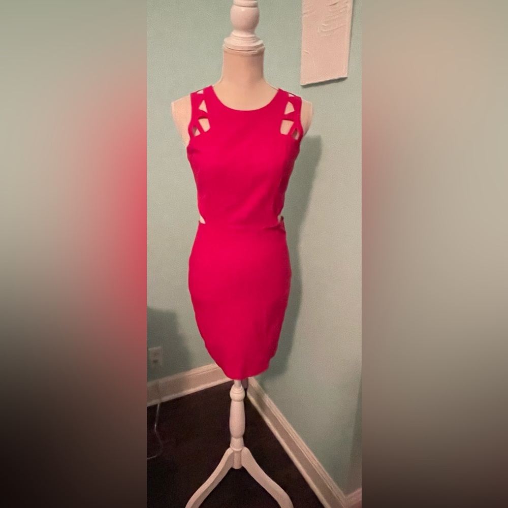 Jealous Tomato - fabulous bright raspberry cutout dress- Size M - Picture 3 of 6